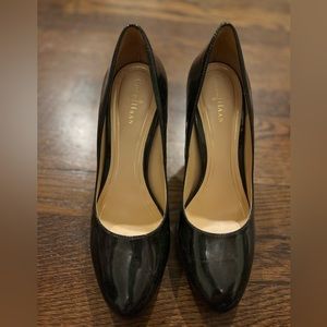 Cole Haan brand size eight (8) black patent heels/ pumps